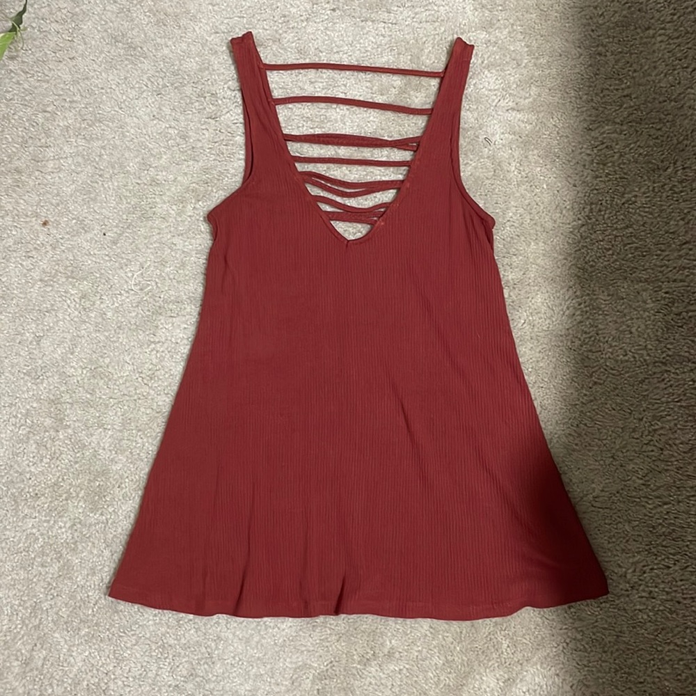 Socialite deep red ribbed tank top- XS